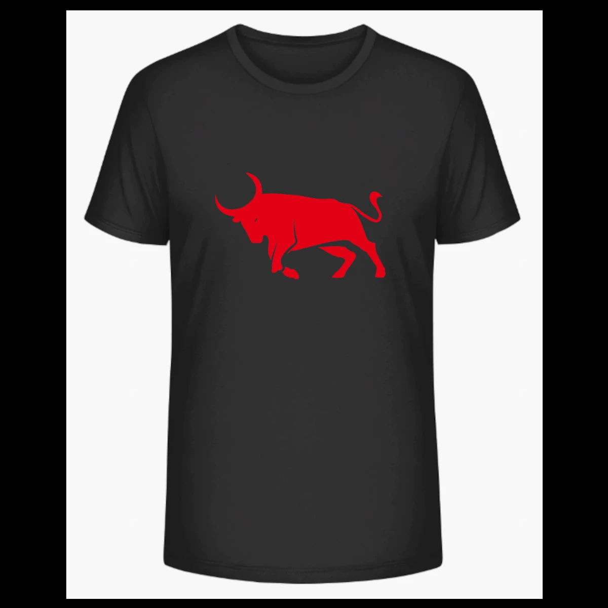 T-shirt homme noir grand taureau rouge
