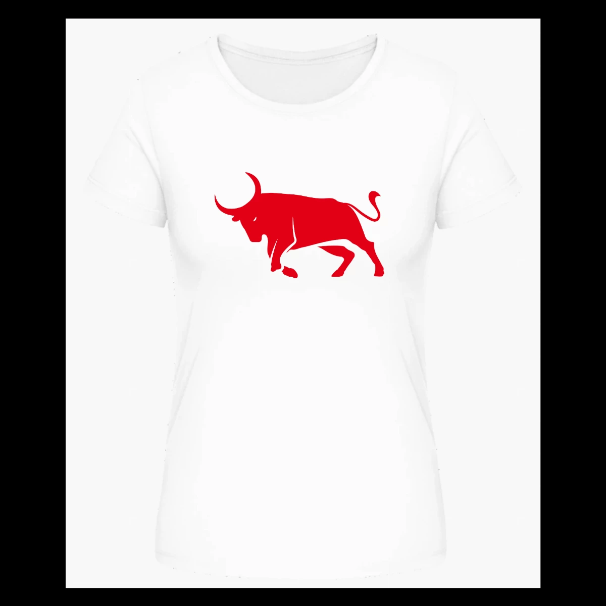 T-shirt femme blanc grand taureau rouge